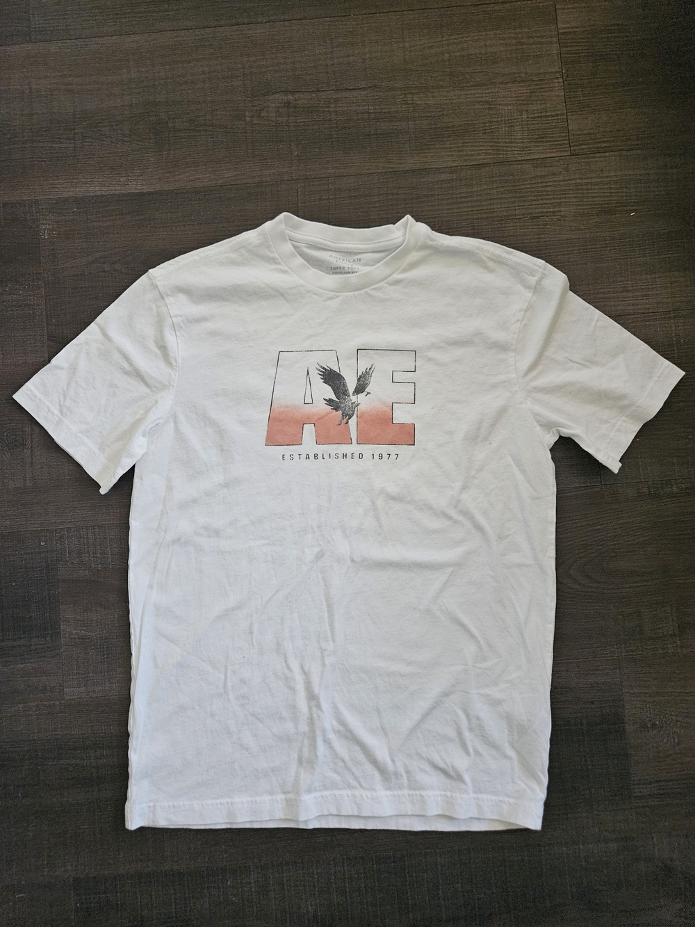 American Eagle Outfitters White Graphic Logo T‑Shirt